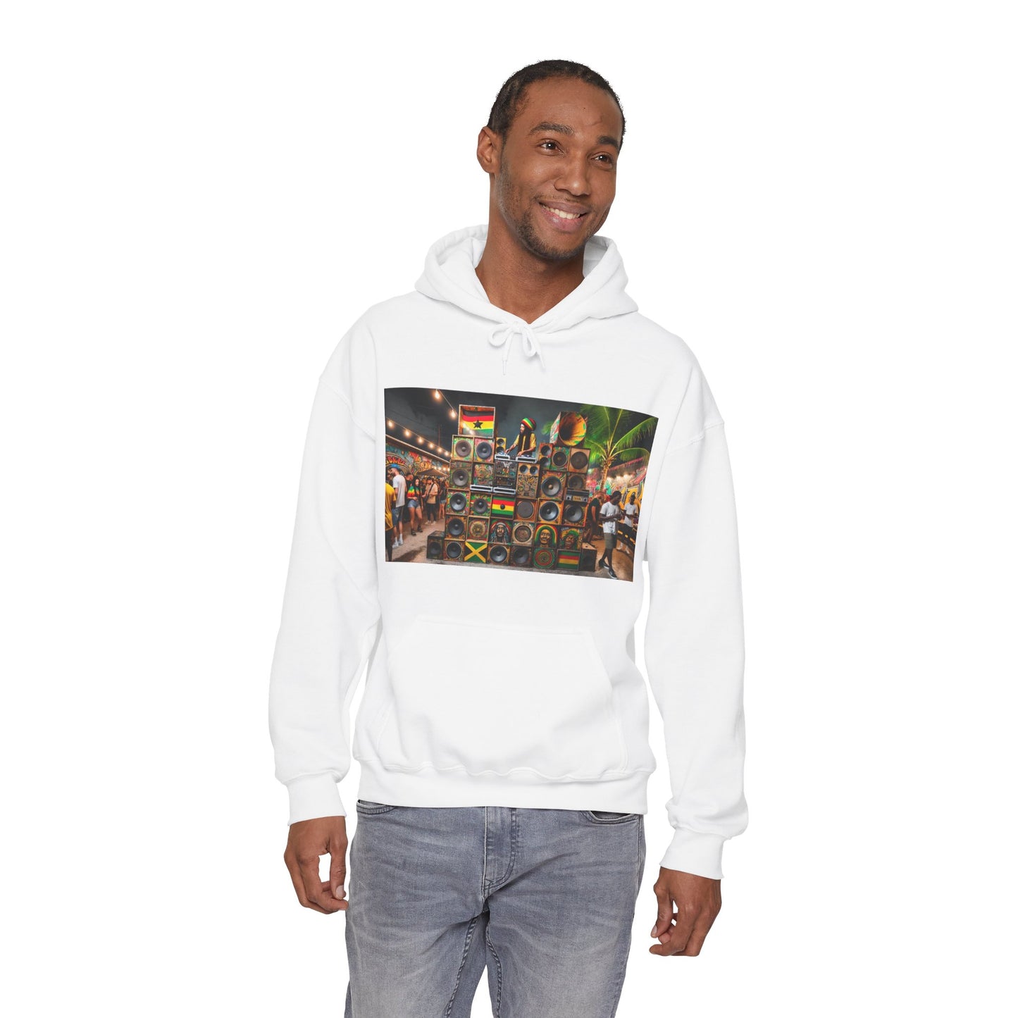 Festival Vibe Hooded Sweatshirt with Colorful Design