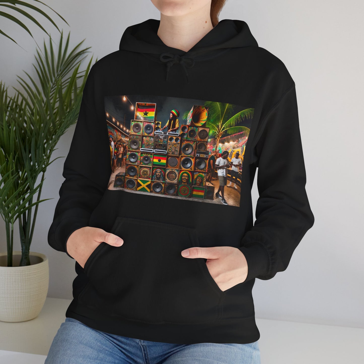 Festival Vibe Hooded Sweatshirt with Colorful Design