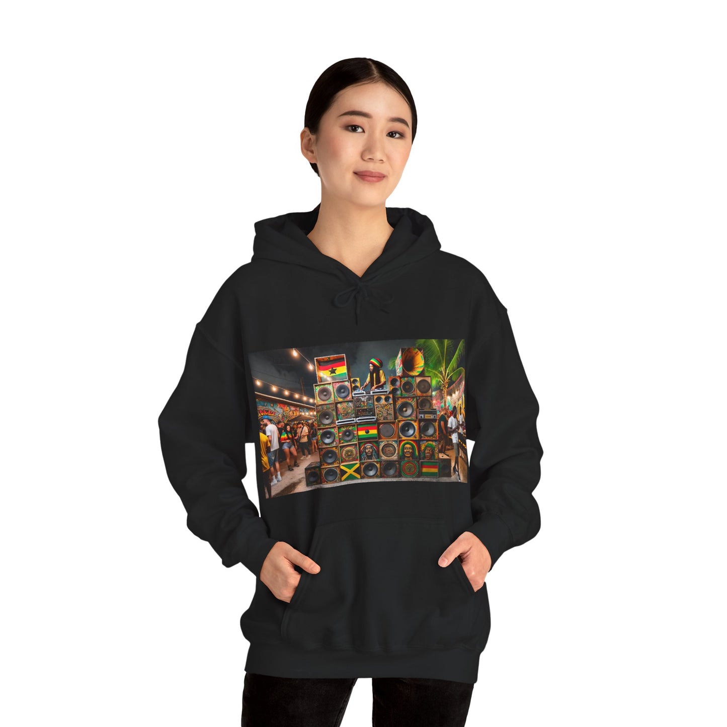 Festival Vibe Hooded Sweatshirt with Colorful Design