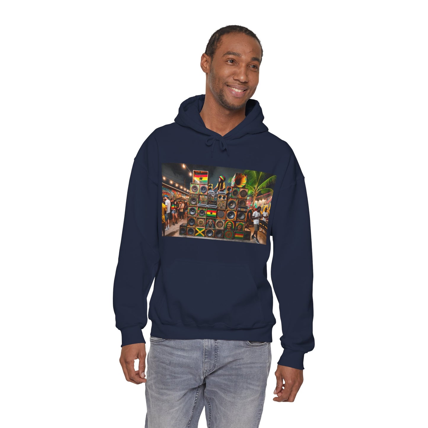 Festival Vibe Hooded Sweatshirt with Colorful Design