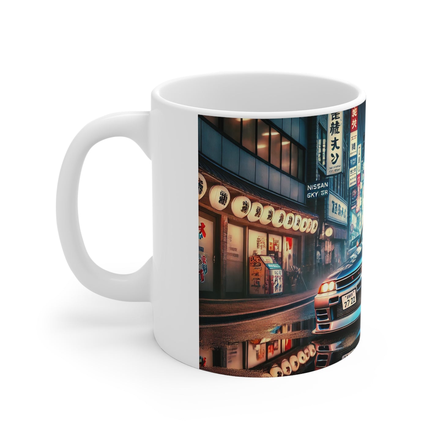 Mug - Nissan GTR with Tokyo Street Background Design