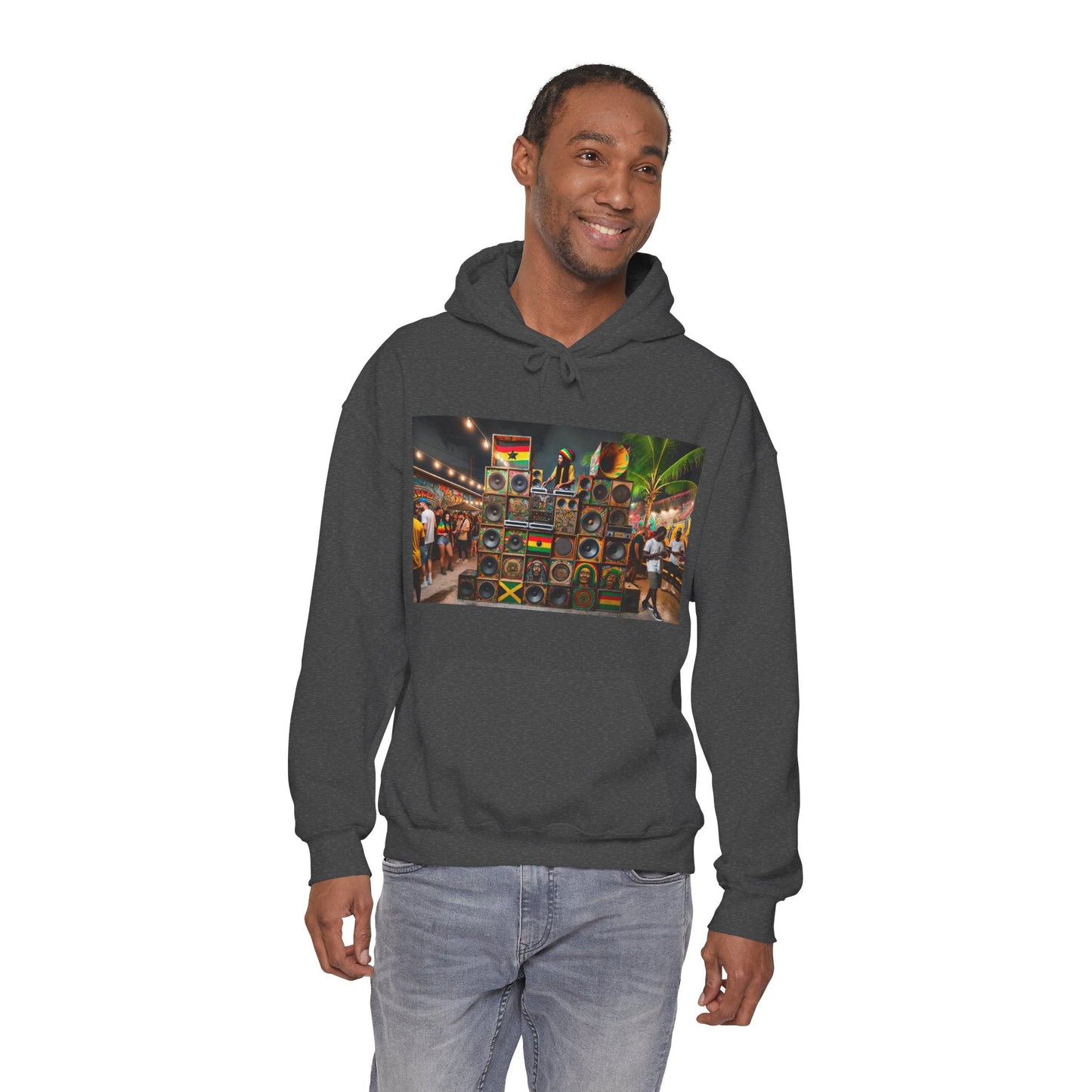 Festival Vibe Hooded Sweatshirt with Colorful Design