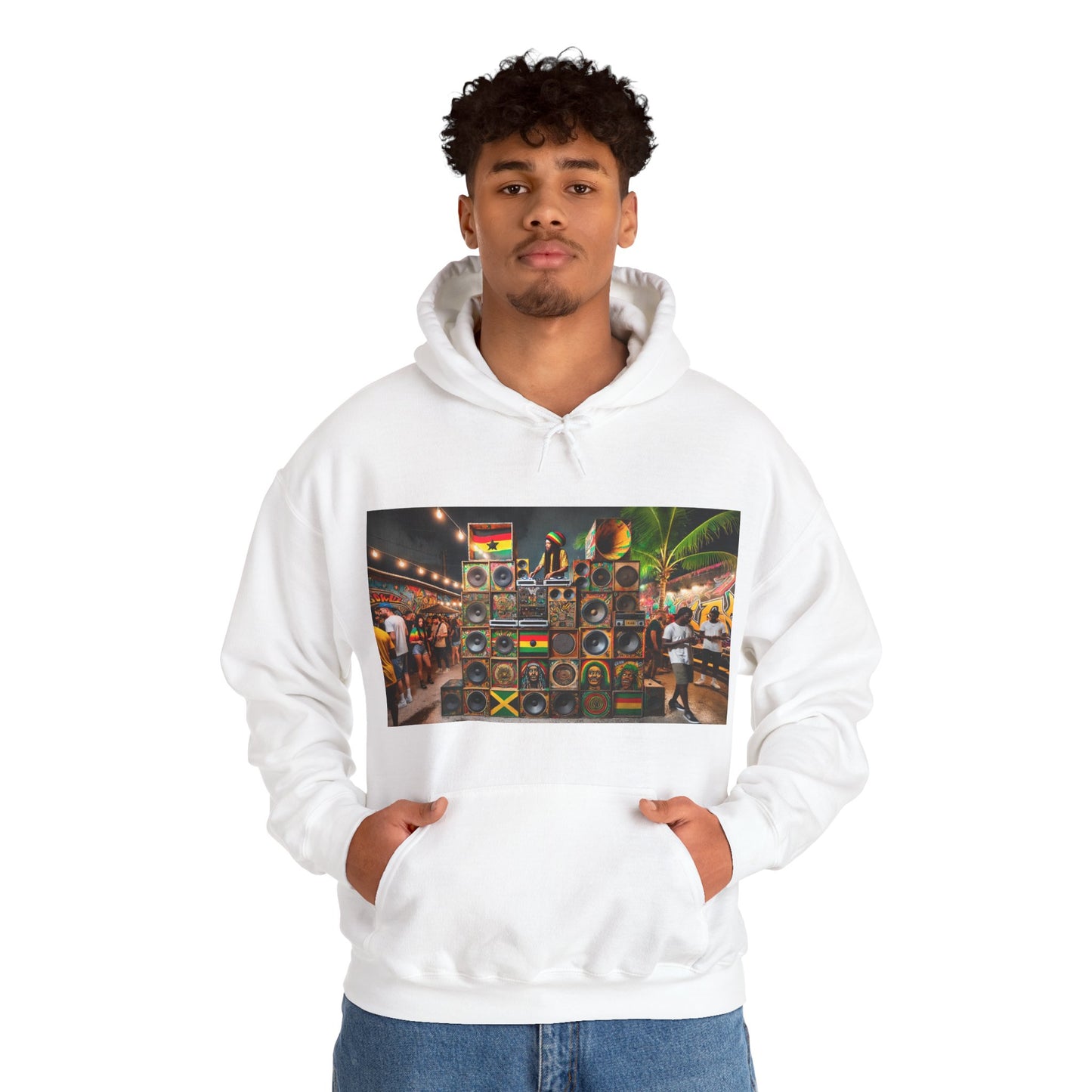 Festival Vibe Hooded Sweatshirt with Colorful Design