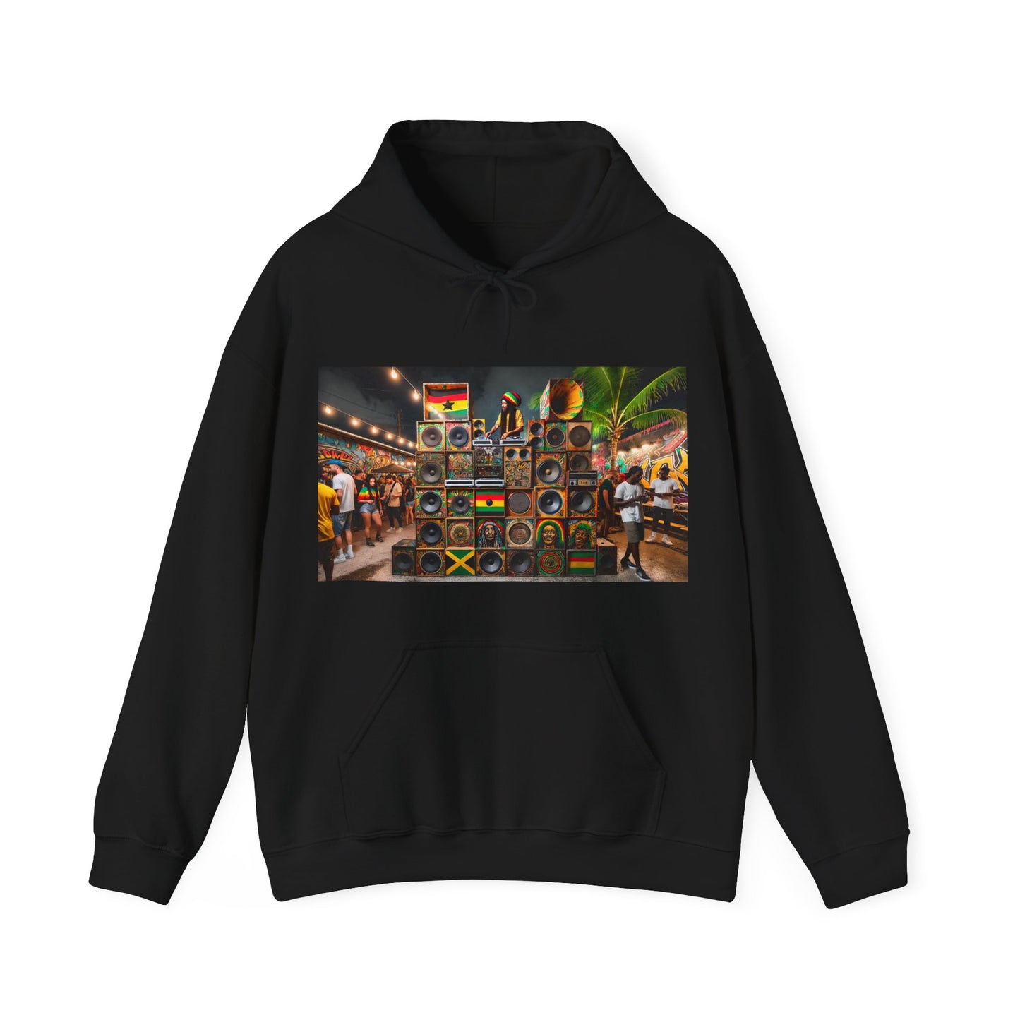Festival Vibe Hooded Sweatshirt with Colorful Design