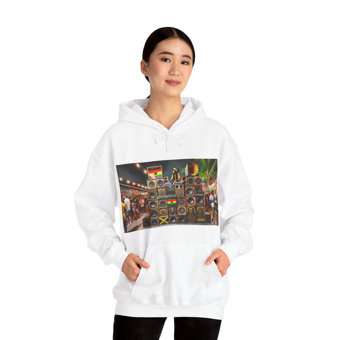 Festival Vibe Hooded Sweatshirt with Colorful Design
