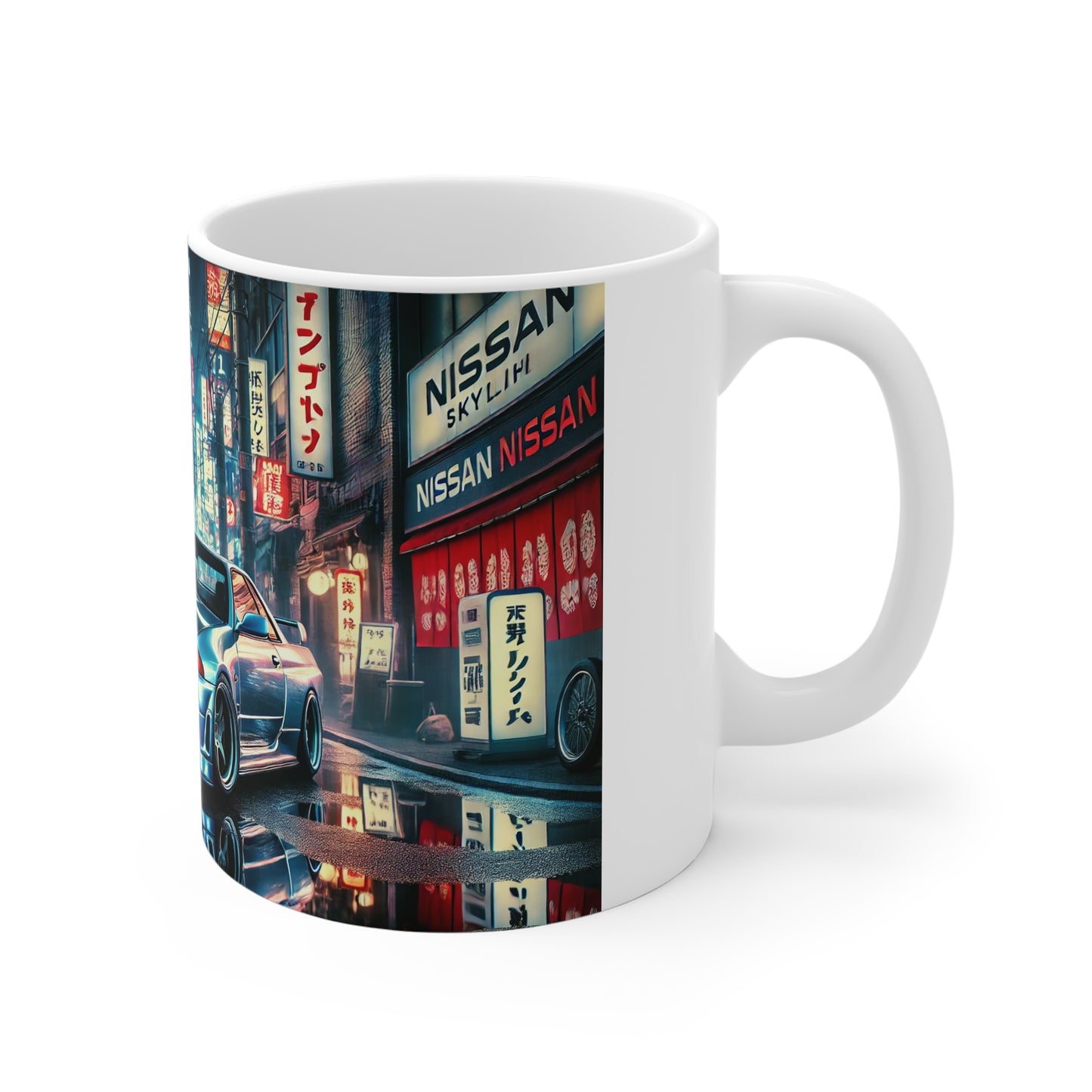 Mug - Nissan GTR with Tokyo Street Background Design