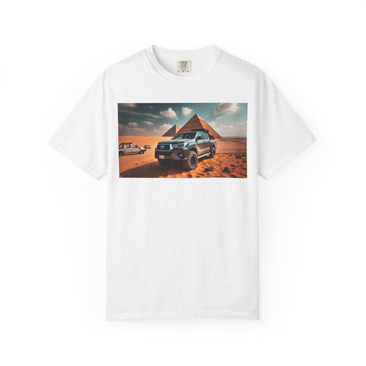 Toyota Hilux in Giza Pyramids Unisex Shirt, Egypt Pyramid Lover Tee, Egyptian Travel T-shirt, Antique Car Graphic Top, Historical