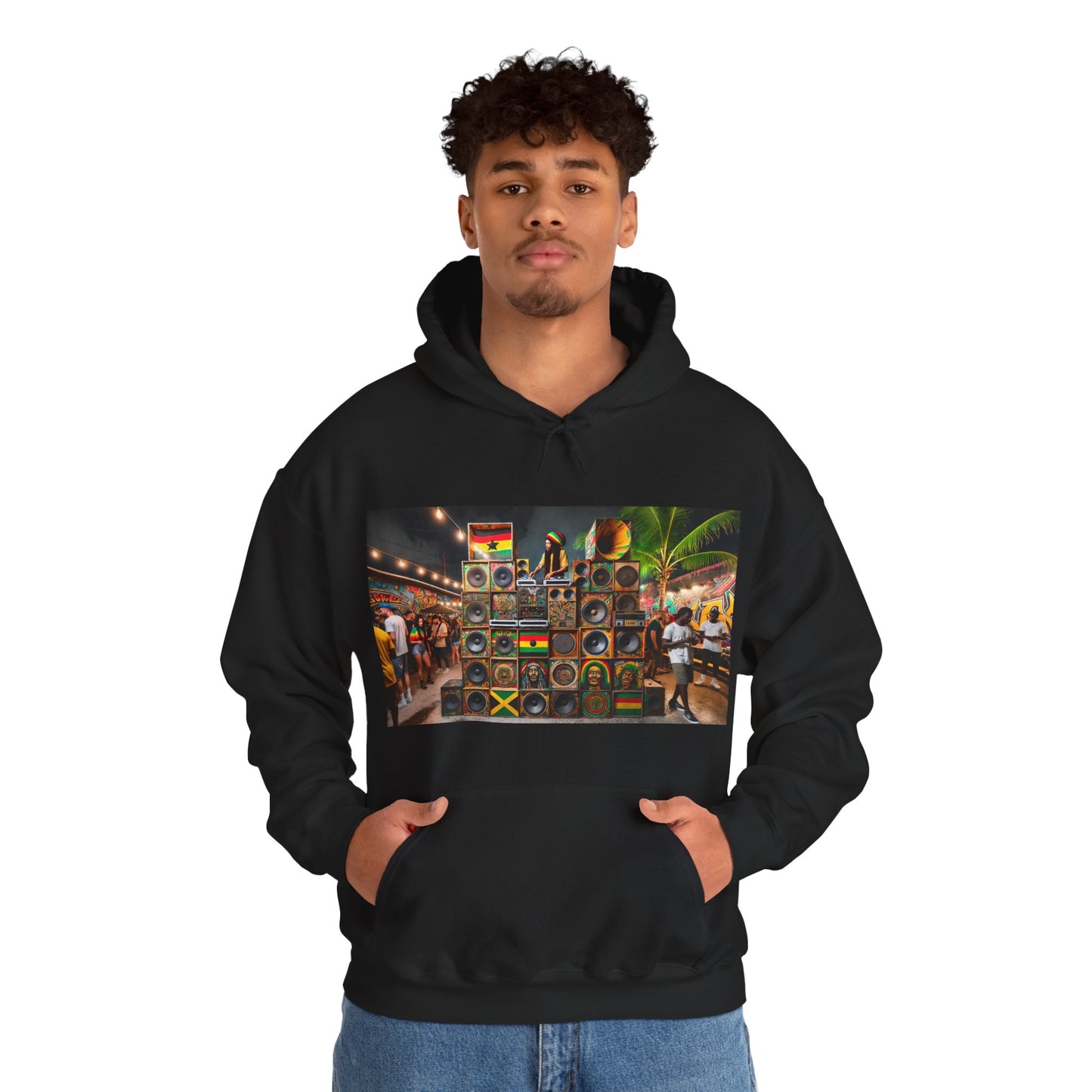 Festival Vibe Hooded Sweatshirt with Colorful Design