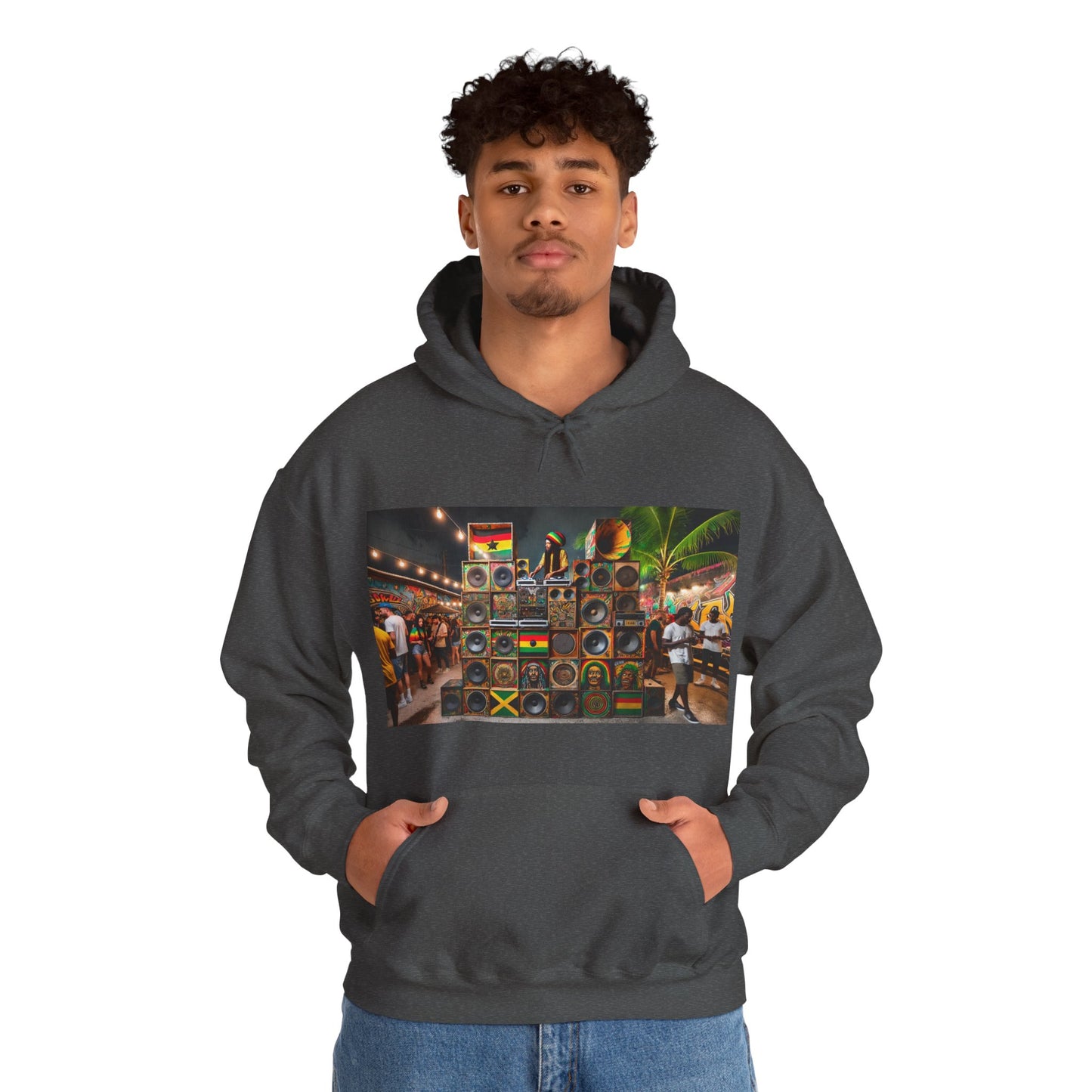 Festival Vibe Hooded Sweatshirt with Colorful Design