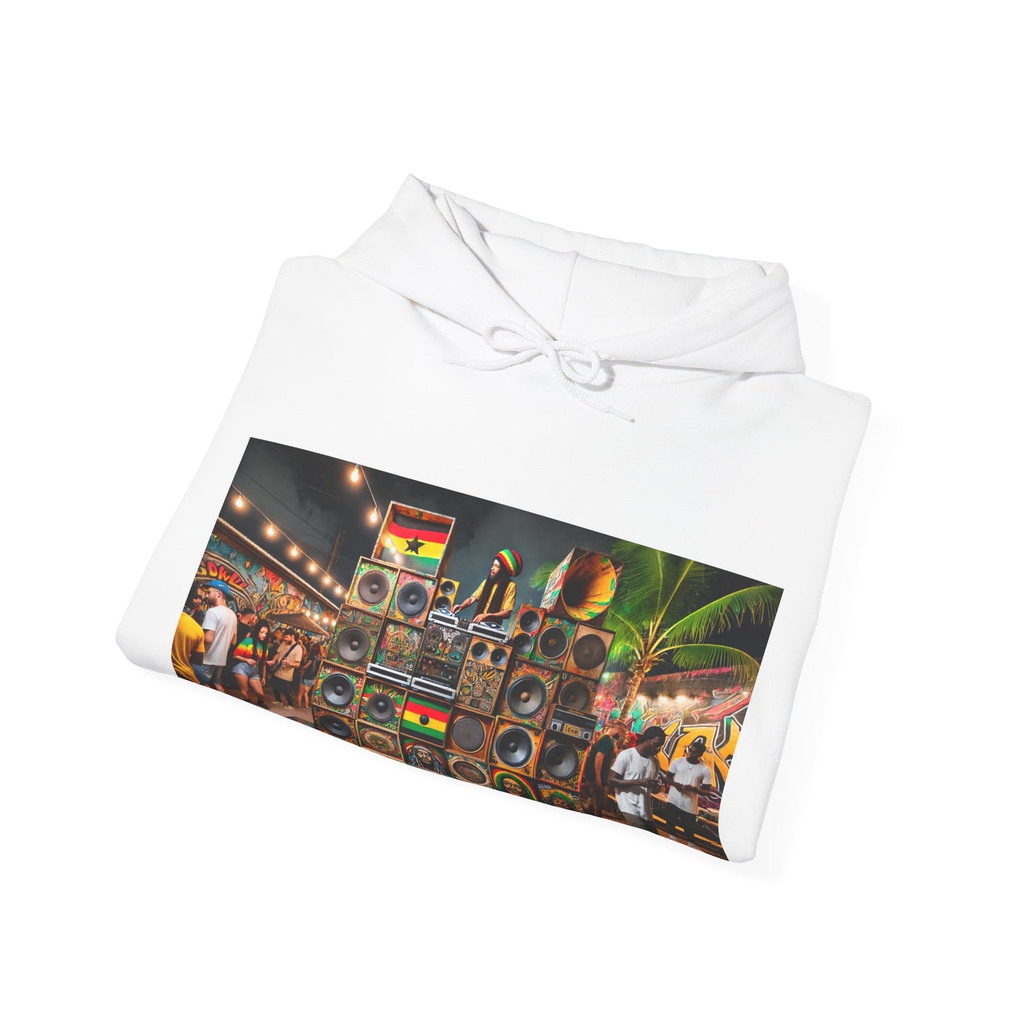 Festival Vibe Hooded Sweatshirt with Colorful Design