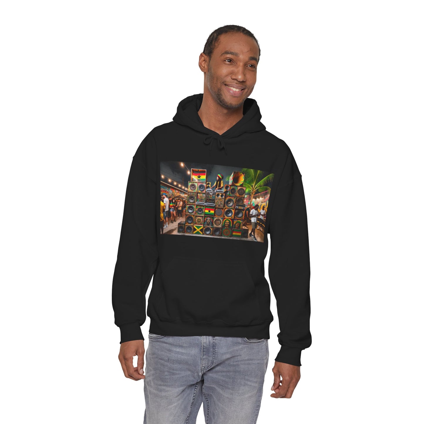 Festival Vibe Hooded Sweatshirt with Colorful Design