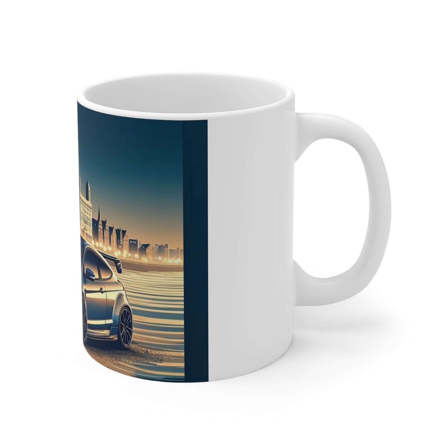 Mug, Ford Focus Liverpool Skyline Coffee Cup, Ceramic Tea Mug, Unique Gift for Car Enthusiasts, Automotive Decor, Urban Cityscape, England